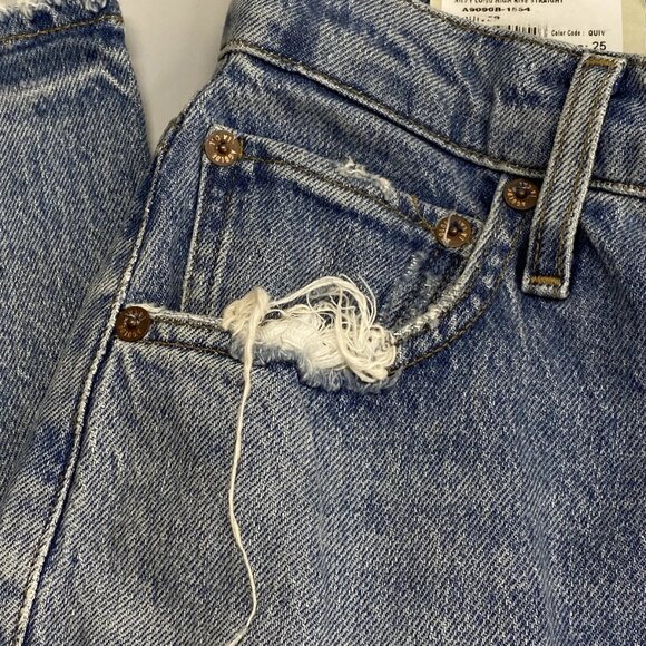 NEW AGOLDE Riley Long High Rise Straight Jeans • Size 25 • Quiver Distressed - Picture 8 of 11
